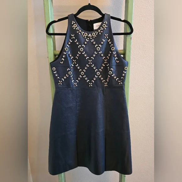 NWT ERDEM Hudson Navy Sleeveless Crystal Embellished Midi Dress, Sz 6 - Picture 2 of 11